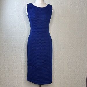 Tabitha for Anthropologie | Hourglass Form Textured Shift Dress in Colbalt Blue